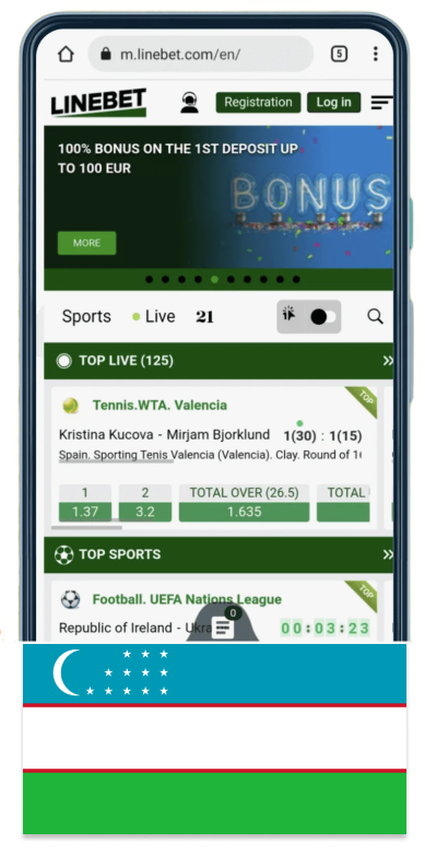 Android telefonida Linebet mobil ilovasi